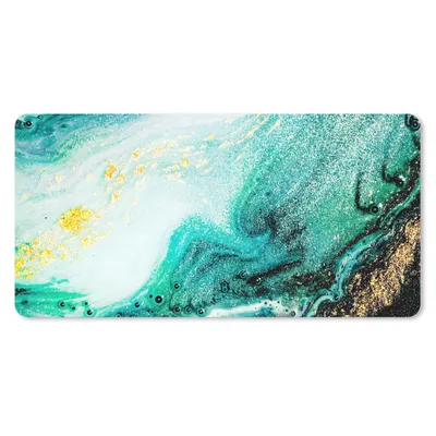 Obrázek produktu pro Podložka pod myš - Mramorový vzhled - Modrá - Zlatá - Třpytky - - Mramor - 80x40cm - Podložka pod myš