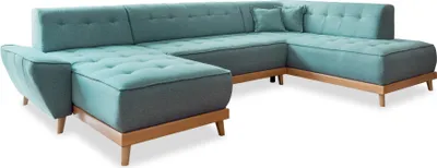 Produktbild von MIUFORM Dazzling Daisy - Ecksofa mit Bettfunktion und Bettkasten U-FORM RECHTS - 330x190cm - Türkis - Sofa Schlafsofa Couch