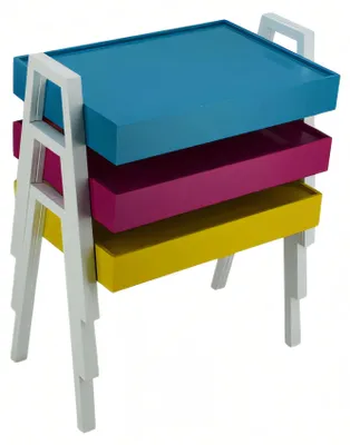 Image de Ensemble de tables basses en bois multicolores modernes et élégantes