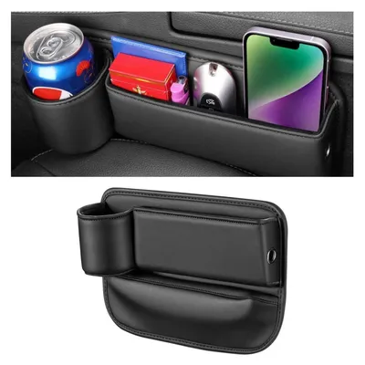Produktbild von Autositzlücken-Organizer Aufbewahrungsbox Leder Schwarz für Nebenfahrer
