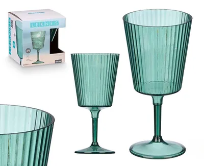 Kunststoffbecher 400 ml, 4er-Set, gestreift, grün, wiederverwendbar