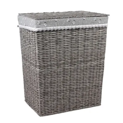 Zdjęcie produktu dla SZARY KOSZ NA PRANIE Z TECHNORATTANU Z MATERIAŁEM 44x34x55h cm