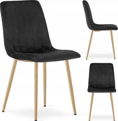Zdjęcie produktu dla Krzesło Tapicerowane Welurowe Velvet do Salonu Kuchni Jadalni Czarne Simple