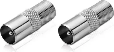 Produktbild von conecto Antennen-Adapter, F-Buchse auf IEC-Koax-Stecker, Adapter zum Verbinden von IEC-Anschlüssen mit Sat-Anschlüssen, 2er Set