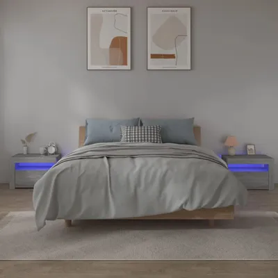 Obrázok produktu pre vidaXL Nočné stolíky 2 ks s LED diódami Grey Sonoma 60x35x40 cm