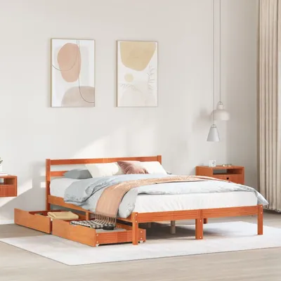 Produktbild von Möbel Massivholzbett ohne Matratze Wachsbraun 150x200 cm Kiefernholz - Polsterbett 3301559
