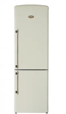 A cream-colored refrigerator with two doors.