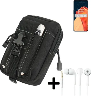Produktbild von K-S-Trade Gürteltache + Kopfhörer kompatibel mit OnePlus 9 Gürtel Tasche Holster Schutz Hülle Handy Hülle  schwarz inkl. Extrafächer