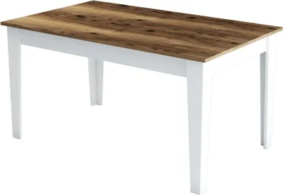 Image de Table de salle à manger, MILAN, Rectangulaire, 145 x 75 x 88 cm, 4 personnes, Noyer et Blanc, Panneau mélaminé