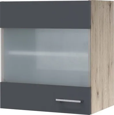 Obrázek produktu pro Kuchyňská skříňka horní se skleněnými dvířky Flex Well Tiago čedičová šedá 50x54,8x32 cm s otočnými dvířky