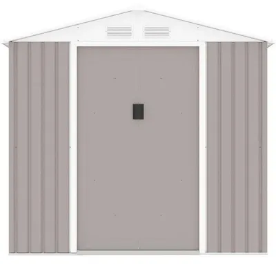 Image de ARCHER MARS : Abri de jardin en métal, 4,07 m², couleur taupe, portes coulissantes avec système de verrouillage, livré avec kit de fixation