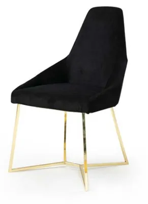 Produktbild von Schwarzer Polsterstuhl Designer Edelstahl Einsitzer Edle Esszimmer Möbel