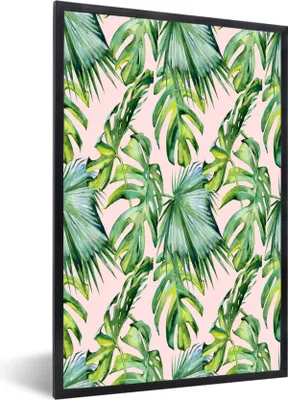 Produktbild von MuchoWow® MuchoWow® Gerahmtes Poster Blätter - Vintage - Pastell 20x30 cm - Poster mit zchwarzem Bilderrahmen - Drucken - Bilder Poster im Rahmen