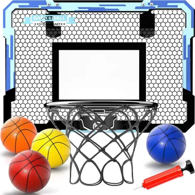Produktbild von Indoor Basketball Hoop 16,5 "X 12,5" Mini Basketball Hoop für die Tür - Komplettes Basketballzubehör mit 4 Bällen - Basketballspielzeug für Kinder, Jungen, Teenager.