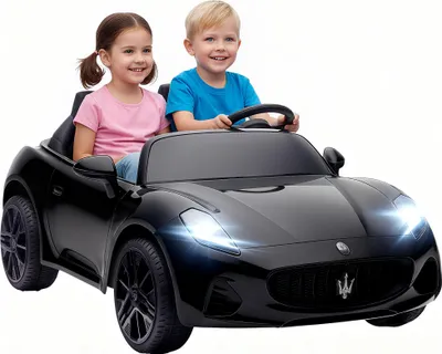 Zdjęcie produktu dla Samochód elektryczny dla dzieci AIYAPLAY 12 V, 2 miejsca, z pilotem 2,4 GHz, 2 silniki, pojazd elektryczny z zawieszeniem, muzyka, odtwarzacz MP3, USB, klakson, światła LED, dla dzieci w wieku 3-8 lat, 3-8 km/h, czarny