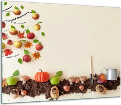 Produktbild von Herdabdeckplatten Glaskeramikkochfeld-Abdeckung Spritzschutz Glas 60x52cm Gemüse