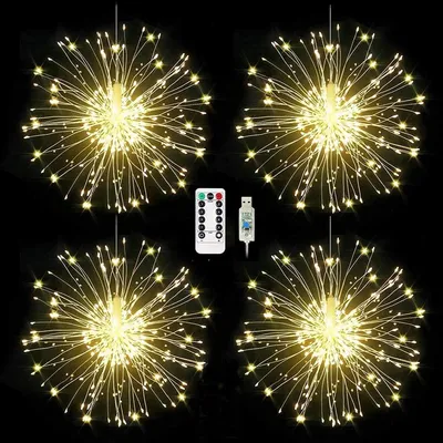 Dimmbares 120 LED Feuerlicht mit Fernbedienung - Wasserdichte Kupferdraht Lichterketten für Außendekoration