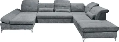 Produktbild von Funktionale Couch "Melfi" Sofa Schlafcouch Bettsofa Schlafsofa Sofabett Wohnlandschaft ausziehbar anthrazit Ottomane rechts U-Form