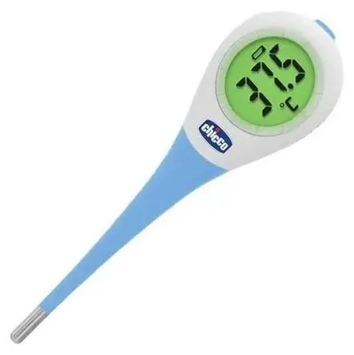 A digital thermometer on a white background.