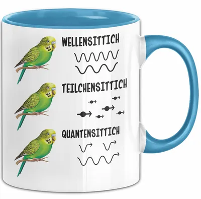 Produktbild von Wellensittich-Liebhaber Tasse Geschenk Lustiger Spruch Teilchensittich Quantensittich (Blau)