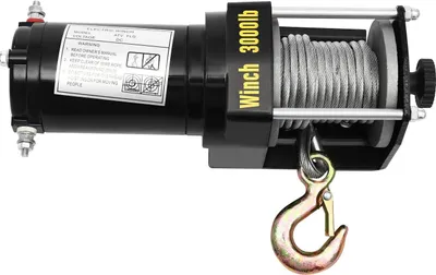 Produktbild von Elektrische Seilwinde 12V - 3000 lb Auto- & Bootswinde - 1360 kg Zugkraft - 6 m Stahlseil - kabelgebundene Fernbedienung