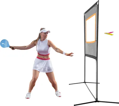 Produktbild von Badmintonnetz - Freistehendes Set mit Gestell - 230 x 157 cm - Tragbar und klappbar - Für Indoor & Outdoor - Orange