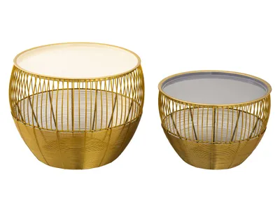 Produktbild von Beistelltisch 2er Set Dekotisch Sofatisch Glamira Couchtisch weiß grau