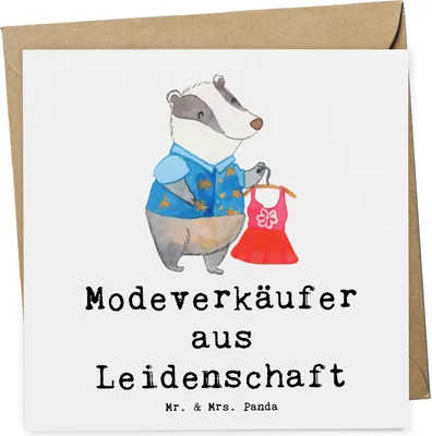 Produktbild von Mr. & Mrs. Panda Grußkarte Modeverkäufer Leidenschaft - Weiß - Geschenk, Witzig, Klappkarte, anlasskarte, Glückwunschkarte, Fashion Store, Verkäufer, faltkarte, Spruch