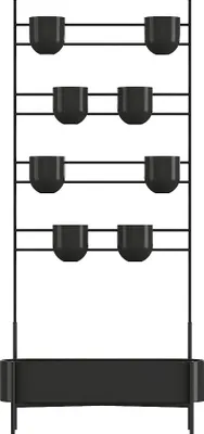 Produktbild von Blumenkasten auf Füßen mit Töpfen - 60 x 22 x 170 cm - Schwarz - PRASONI