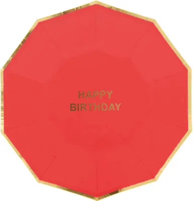 Produktbild von Pappteller, 18 cm, Happy Birthday, 6er Packung, Rot
