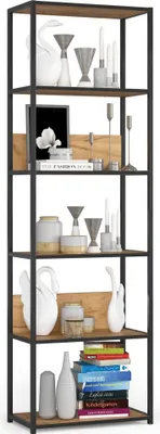 Produktbild von Industrielles Regal Schwarz 60 cm Eiche Craft 6 Regalböden B60xH32xT192 cm