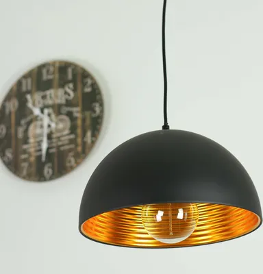 Produktbild von Pendelleuchte Vintage "Nella" Schwarz Gold Metall Hängelampe Wohnzimmer Esszimmer Esstisch