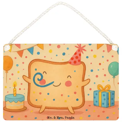Produktbild von Mr. & Mrs. Panda Holzschild Toast Party Design DIN A4 - Weiß - Geschenk, wandtafel, für Freundin, Türschild, Frauen, Wandbild Holz, Jahrestag, Hochzeitstag, Schild