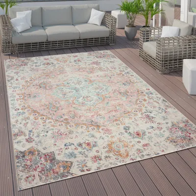 Produktbild von In- und Outdoor-Teppich, Kurzflor Mit Orient Design In versch. Farben und Größen Grösse 160 cm Rund