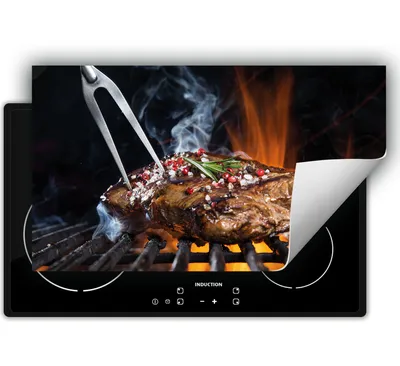 Produktbild von DarHaus Herdabdeckplatte 90x52 cm Anti Rutsch Matte Aufrollbar, Rindersteak