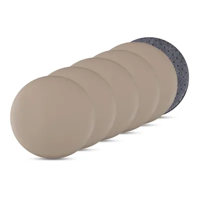 Produktbild von Bestlivings 6er Pack Stuhlkissen beige ⌀ 38 cm Kunstleder mit Anti-Rutsch, Sitzauflage für Zuhause, Büro und Garten, ideal für Komfort und Stil