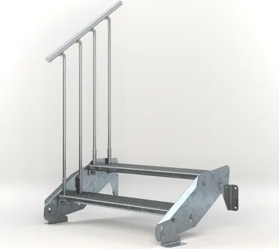 Produktbild von Stahltreppe 2 Stufen bis Höhe 44 cm, Laufbreite : 100 cm Geländer links ST 3 (31 / 9 mm schmal)