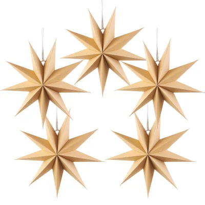 Immagine prodotto di Stelle di carta appese 3D - 29 cm - 5 pezzi - Decorazione natalizia da appendere