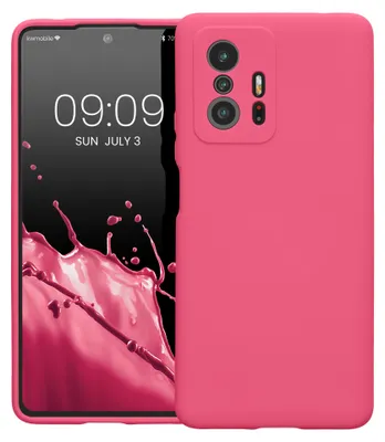 Produktbild von kwmobile Hülle kompatibel mit Xiaomi 11T / 11T Pro Hülle - gummierte TPU Silikon Handyhülle - Schutzhülle für kabelloses Laden - Case in Awesome Pink