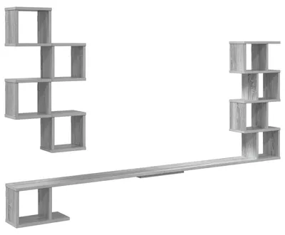 Immagine prodotto di Mensola sospesa per TV, colore Sonoma grigio, dimensioni 160 x 15 x 94 cm