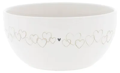 Produktbild von Müslischale Hearts over all Herzen weiß beige D. 14,5cm Bastion Collections