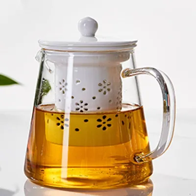 Obrázek produktu pro Skleněná konvice s porcelánovým sítkem - 500 ml - bílá