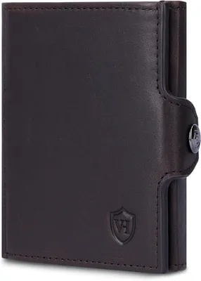 Produktbild von Slim Wallet Leder mit Münzfach RFID Schutz Mini Geldbörse Kartenetui Portemonnaie Dünn Kompakt Scheinfach Herren Damen Geschenkbox