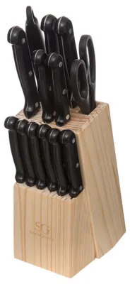 Obrázok produktu pre Blok na nože s 11 nožmi + nožnice + hnedá farba