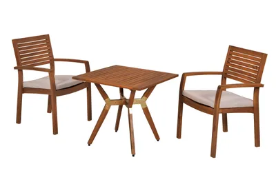 Produktbild von Merxx Gartenmöbelset Batavia 5tlg., 2 Stapelsessel, 2 Sitzauflagen, 1 Bistrotisch 70 x 70 cm- Akazie