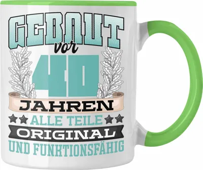 Produktbild von Trendation - 40er Geburtstag Tasse Geschenk Frauen Männer Spruch Gebaut Vor 40er Jahren (Grün)