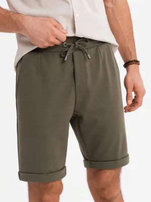 Obrázek produktu pro Ombre Clothing Pánské plátěné kraťasy Iosia olivová XXL