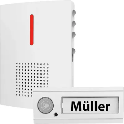 Produktbild von Haustürklingel Funkklingel Kabellose Funk-Türklingel Licht- & Ton-Signal 100 m Reichweite Funkgong mit IPX4 weiß