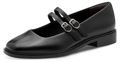 Produktbild von Tamaris Damen Ballerina Mary-Jane aus Leder mit Karree-Kappe 1-22131-45, Größe:38 EU, Farbe:Schwarz