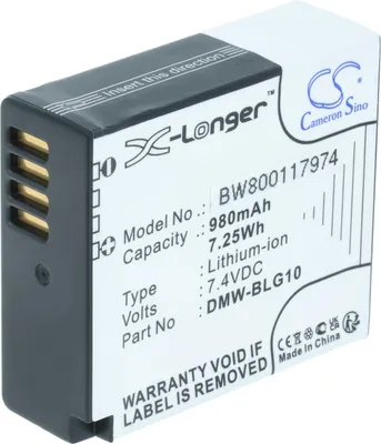 Produktbild von vhbw Akku Ersatz für Panasonic DMW-BLG10, DMW-BLG10E, DMW-BLE9E, DMW-BLE9 für Kamera (980 mAh, 7,4 V, Li-Ion)